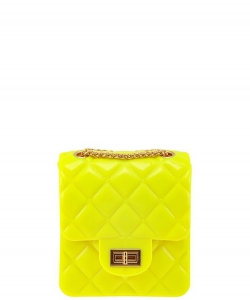 Diamond Quilted Pattern Square Small Jelly Bag 7160 NEON YELLOW